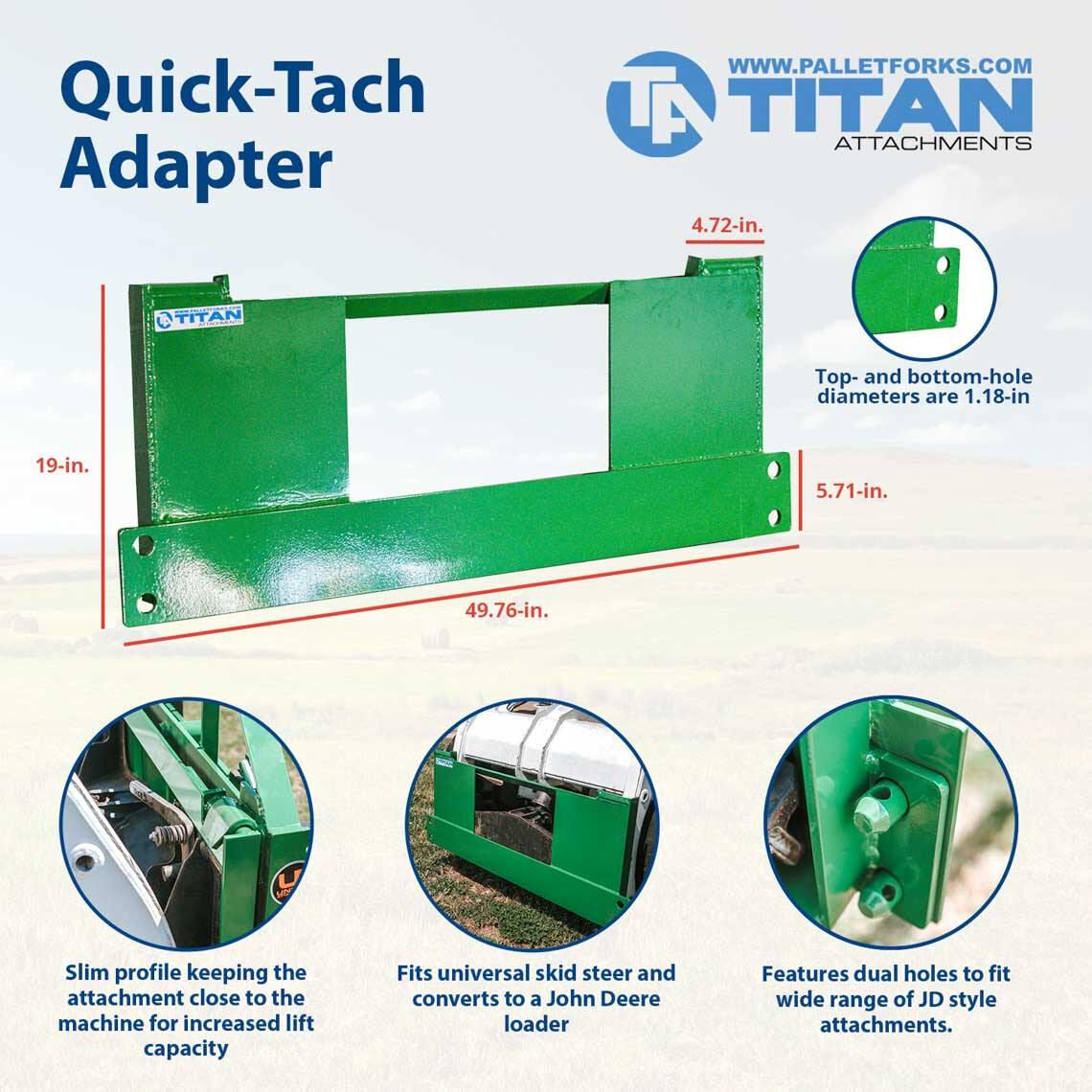 SCRATCH AND DENT - Quick-Tach Adapter – Fits Skid Steer Converts to John Deere - FINAL SALE