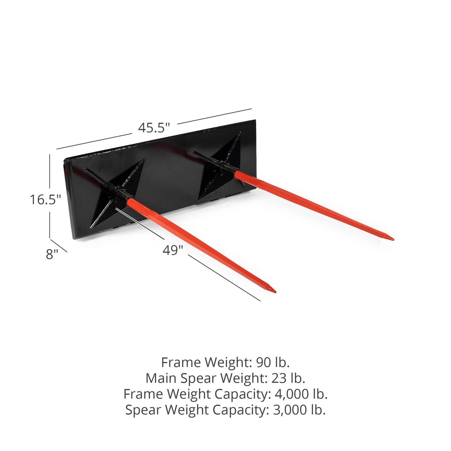 Dual Prong Hay Bale Spear Attachment | Frame + 49" Spears - view 24