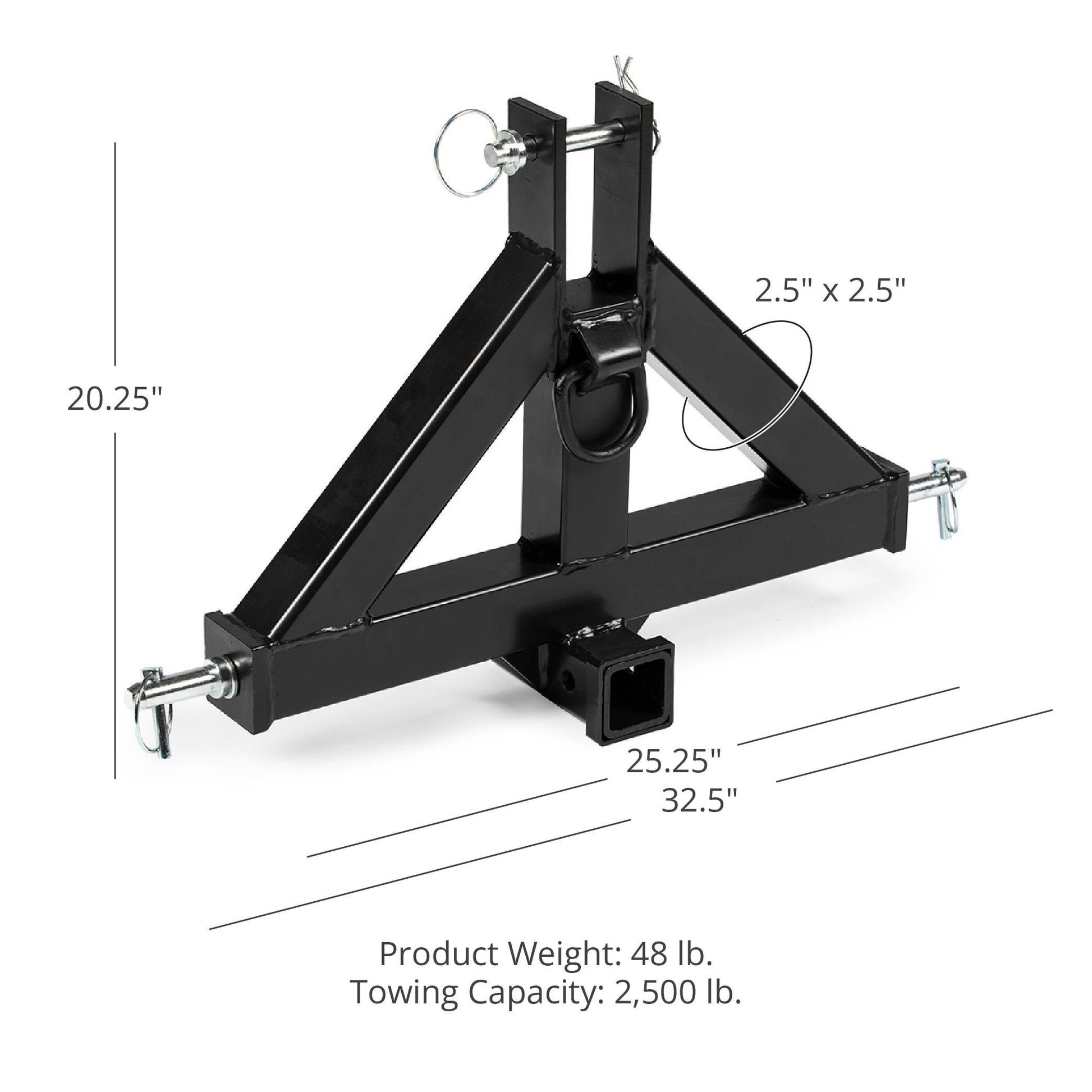 SCRATCH AND DENT - Heavy Duty Category 1 3-Point 2" Receiver Hitch | Quick Hitch Compatible - FINAL SALE