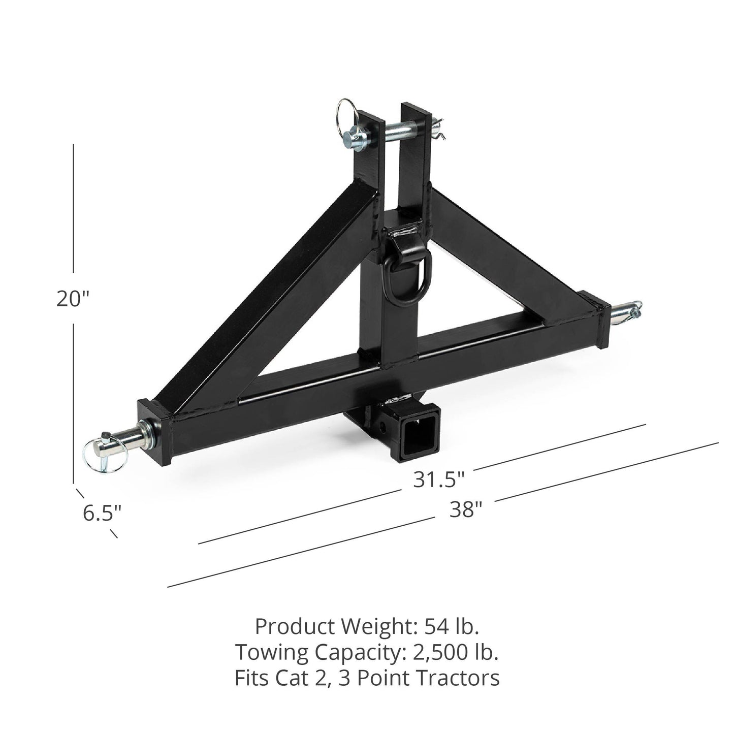 SCRATCH AND DENT - Heavy Duty Category 2 3-Point 2" Receiver Hitch | Quick Hitch Compatible - FINAL SALE - view 2