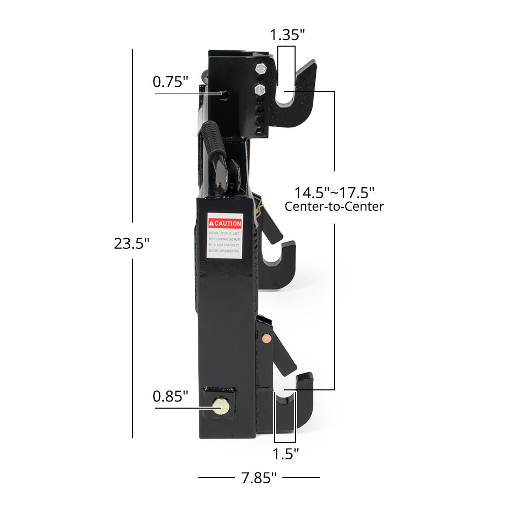 Titan Category 1, 3 Point Quick Hitch | Black - 23.5"x7.85" - view 8