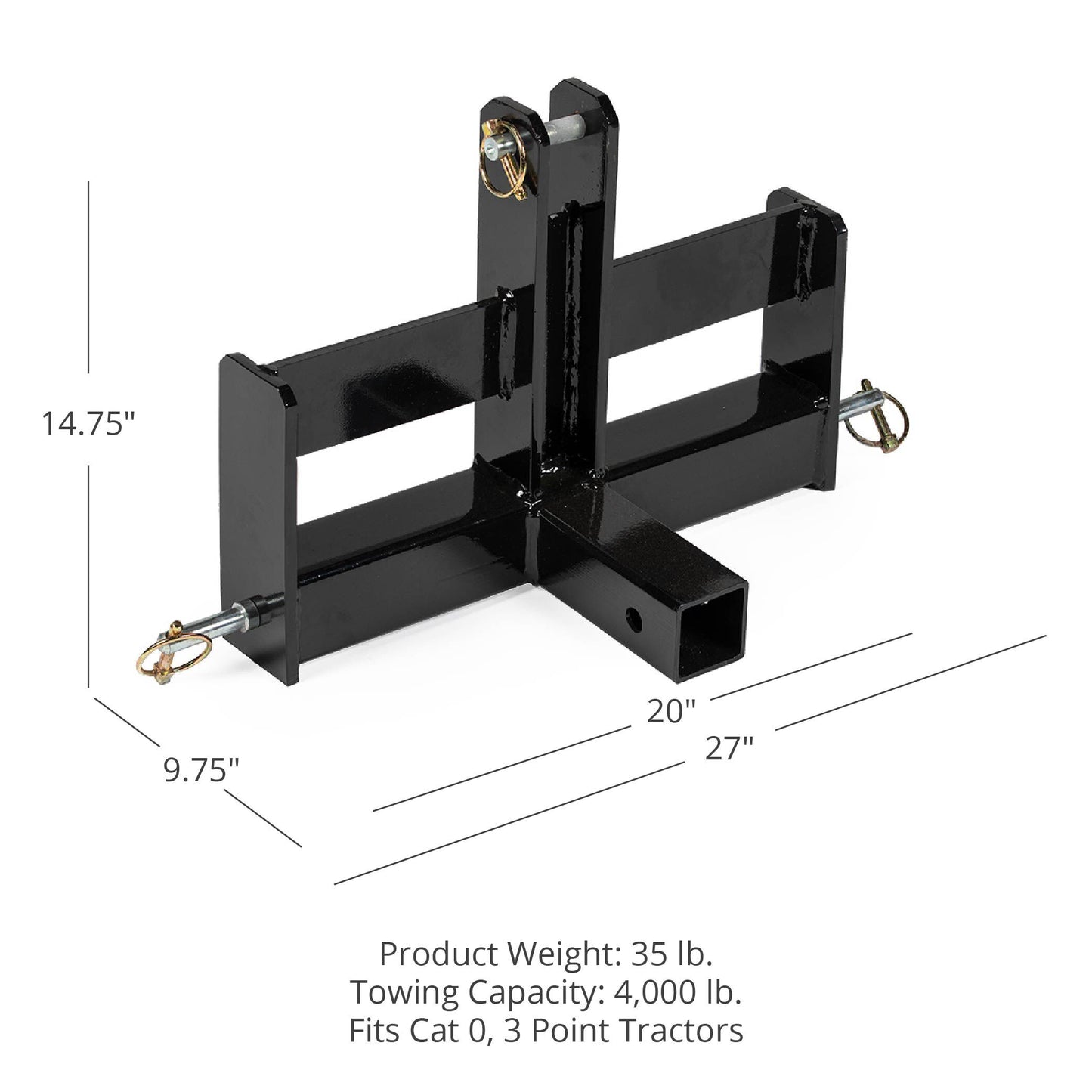 SCRATCH AND DENT - Tractor Drawbar with Suitcase Weight Brackets | 2" Receiver | CAT 0 3-Point - FINAL SALE - view 2