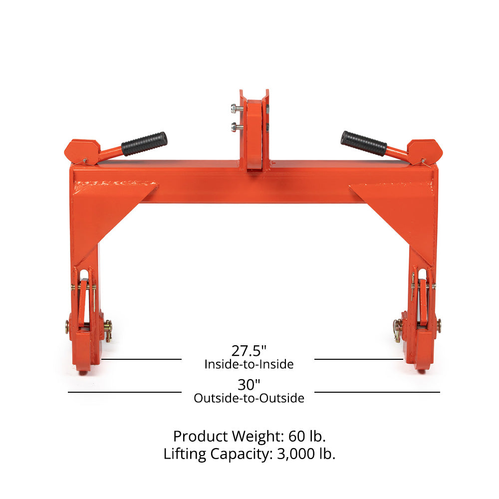 Titan Category 1, 3 Point Quick Hitch | Orange - 27.5" Inside, 30" Outside - 3,000 LB Capacity - view 29