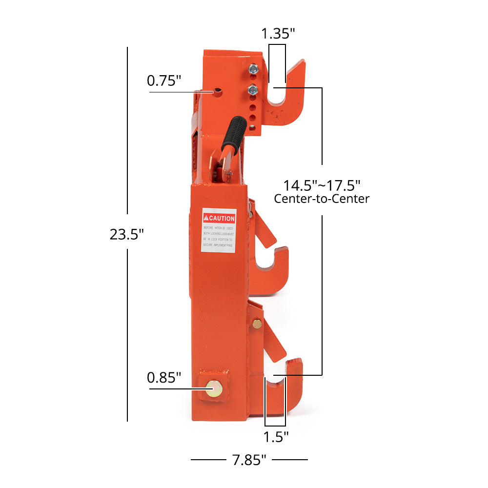 Titan Category 1, 3 Point Quick Hitch | Orange - 23.5"x7.85" - view 28