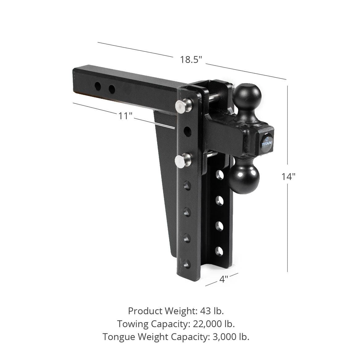 SCRATCH AND DENT - 8-in Drop/Rise HD Dual Ball Mount 2-in Trailer Hitch - FINAL SALE