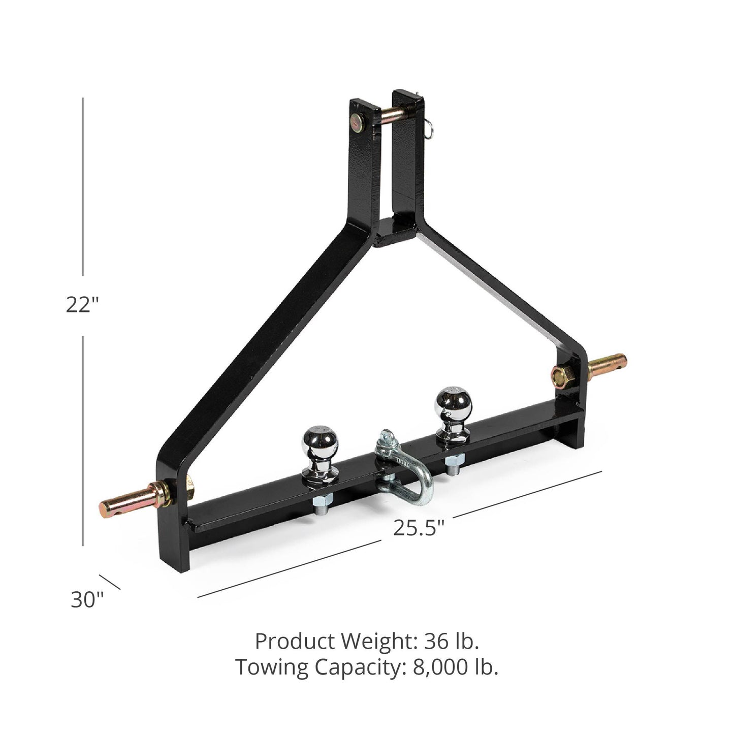 SCRATCH AND DENT - Category 1, 3-Point Tractor Drawbar Trailer Hitch - view 2