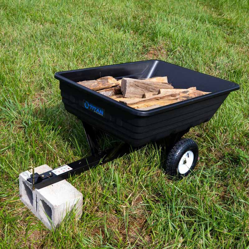 Scratch and Dent - 400 LB ATV & UTV Poly Dump Cart - Tow Behind Cart & Hauling Trailer Hitch - FINAL SALE