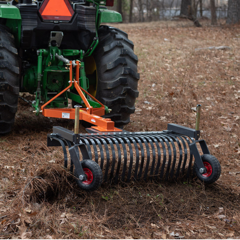 3 Point Landscape Rake for Compact Tractors - Optional Bolt-On Wheels ...