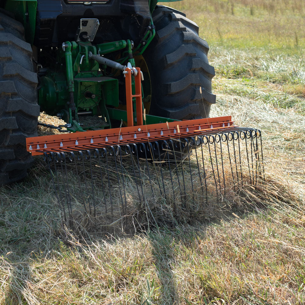 SCRATCH AND DENT - Pine Straw Needle Rake 5 ft for Cat 1, 3 Point - FINAL SALE