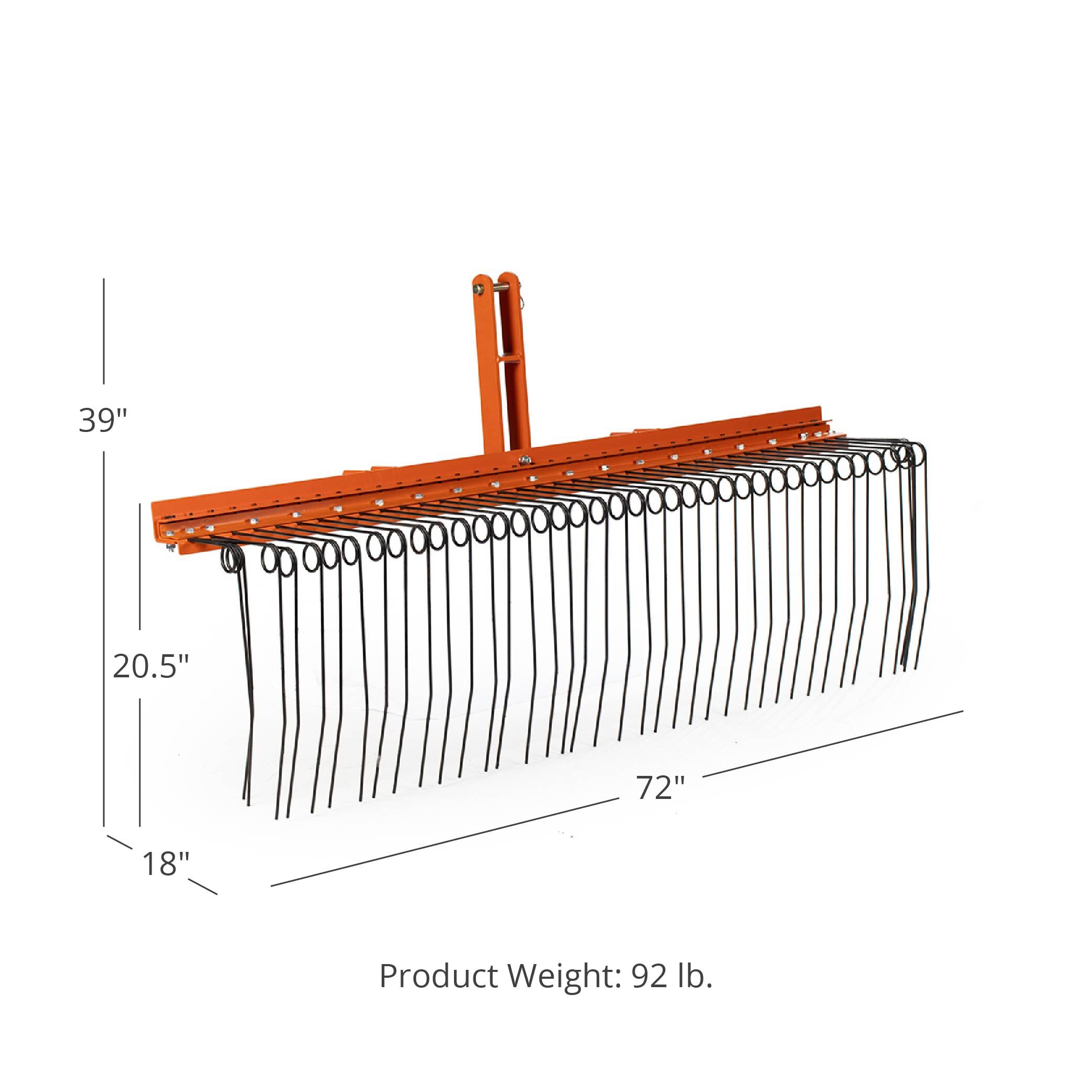 Scratch and Dent Pine Straw Needle Rake 6 ft for Cat 1 3 Point FINAL SALE