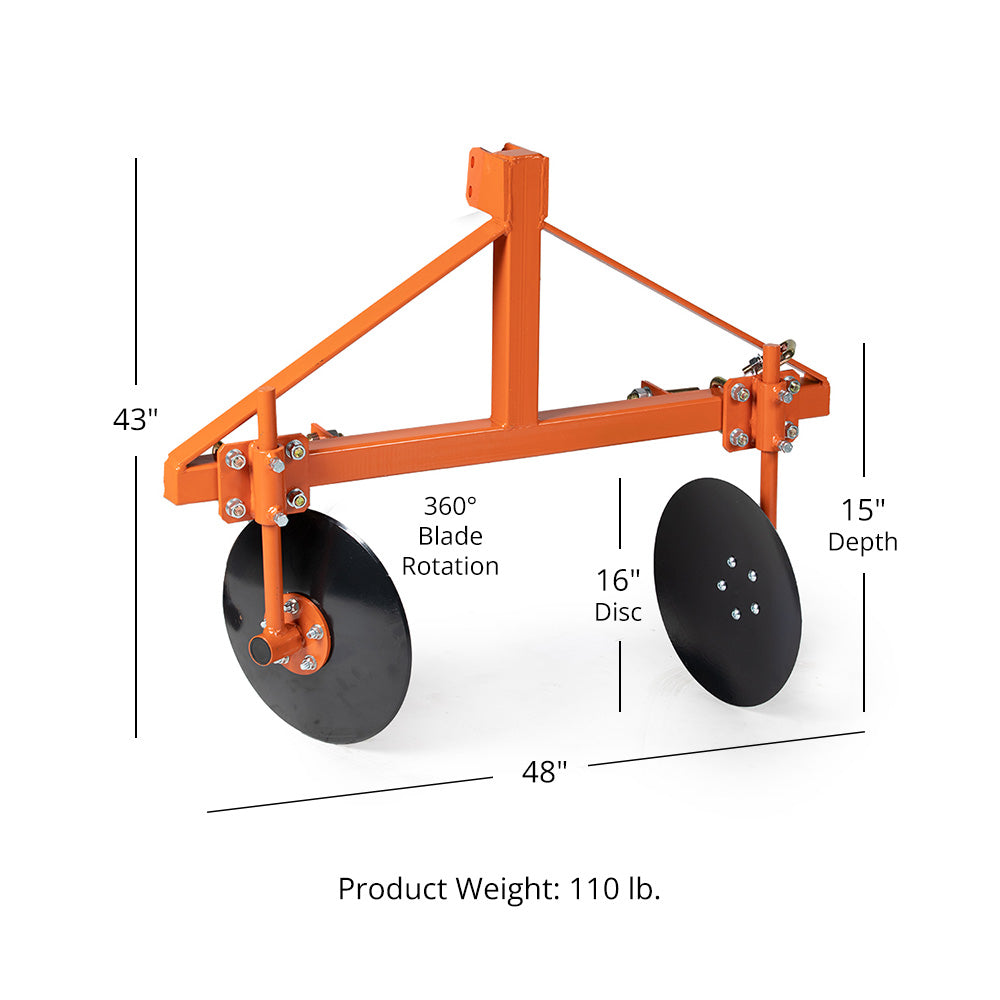 3 Point 48" Adjustable Disc Bedder Fits Category 1 - 48" Adjustable Width