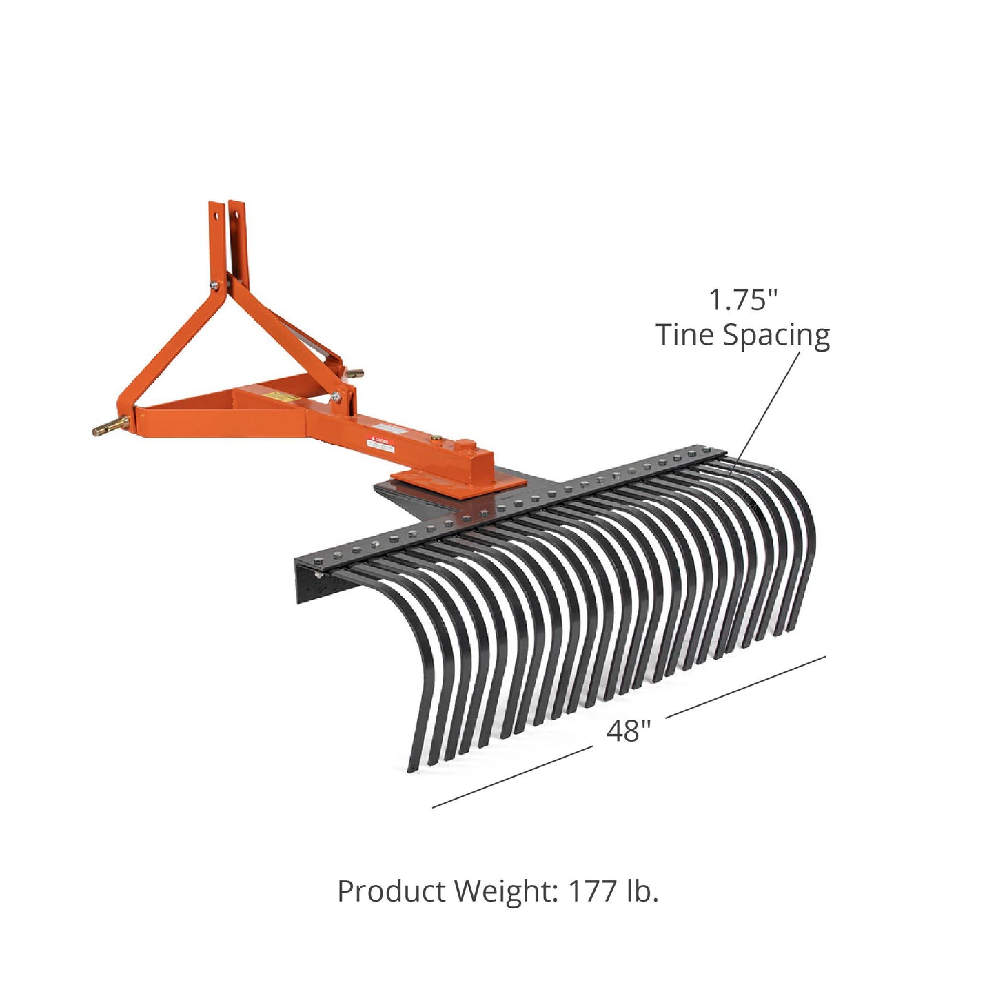 3 Point Landscape Rakes, Optional Bolt-On Wheels - Rake Length: 4' - Optional Bolt-On Wheels: No | 4' / No - view 51