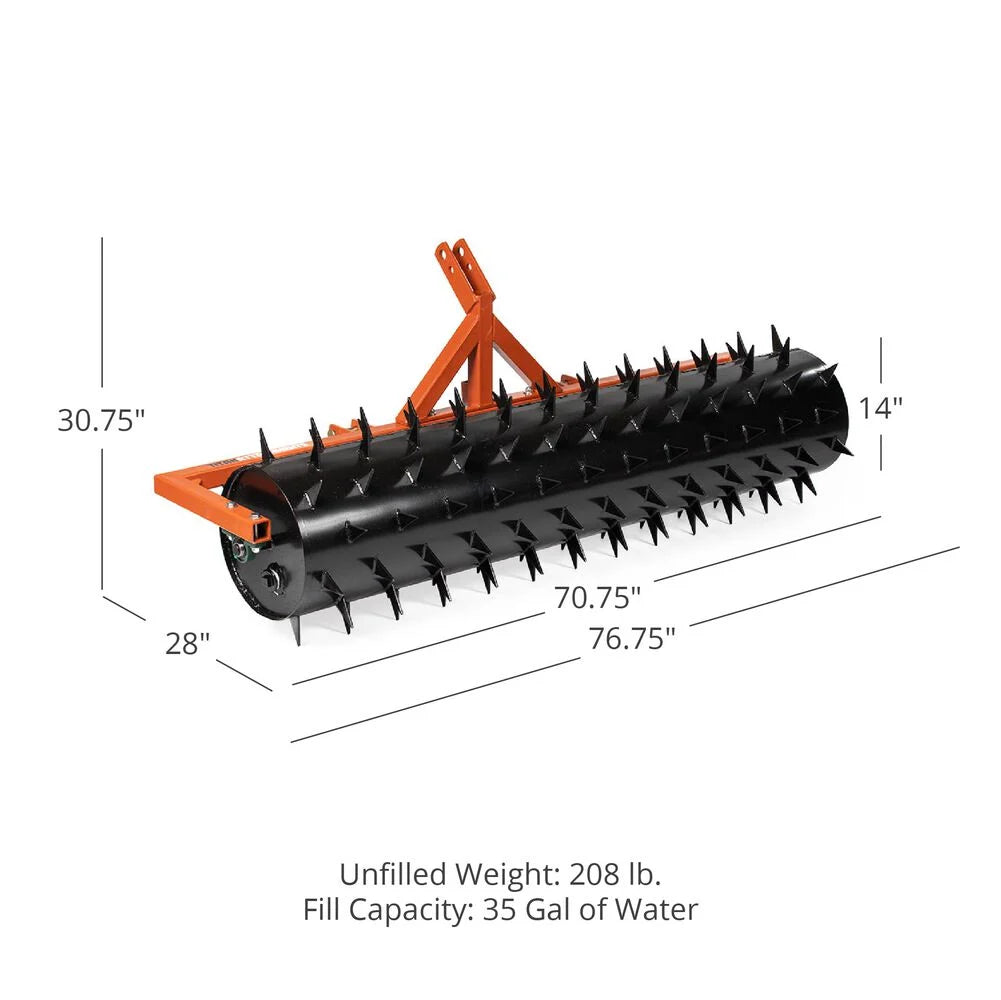 3 Point Drum Spike Aerators Fit Cat 1 and 2 Tractors | 6'