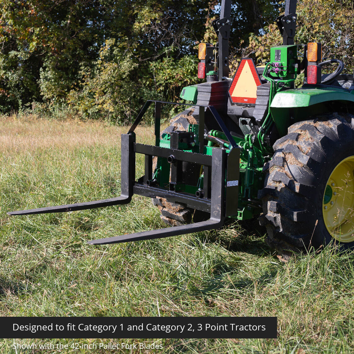 Standard Series 3 Point Pallet Fork Frame Attachment, Fits Cat I & II Tractors | 36" - view 2