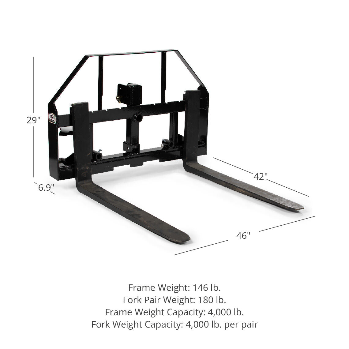 Standard Series 3 Point Pallet Fork Frame Attachment, Fits Cat I & II Tractors | 42" - view 16