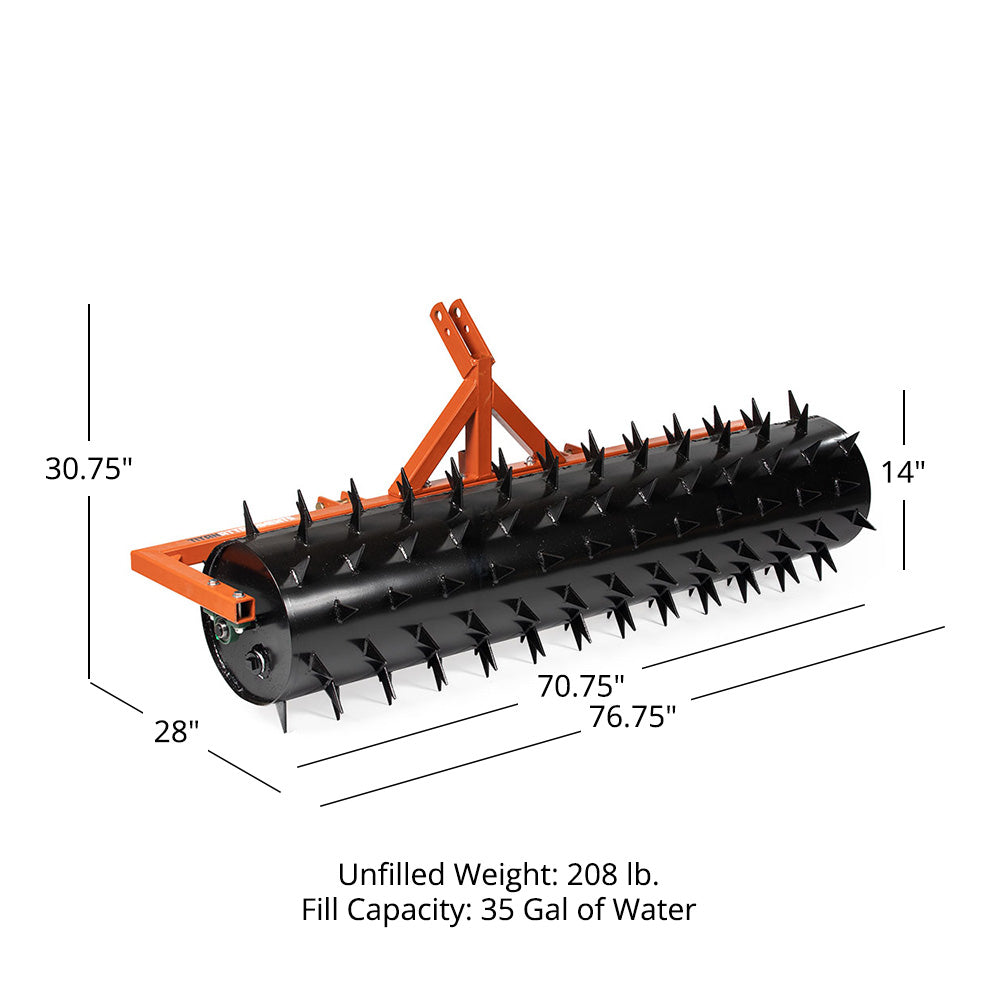 3 Point Drum Spike Aerators Fit Cat 1 and 2 Tractors | 6'