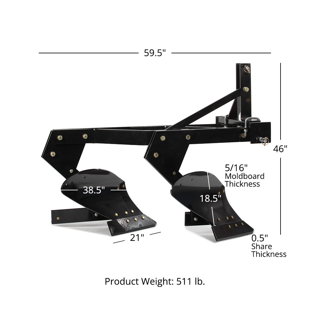 3 Point Double Bottom Turn Plow Fits Category 1 - view 10