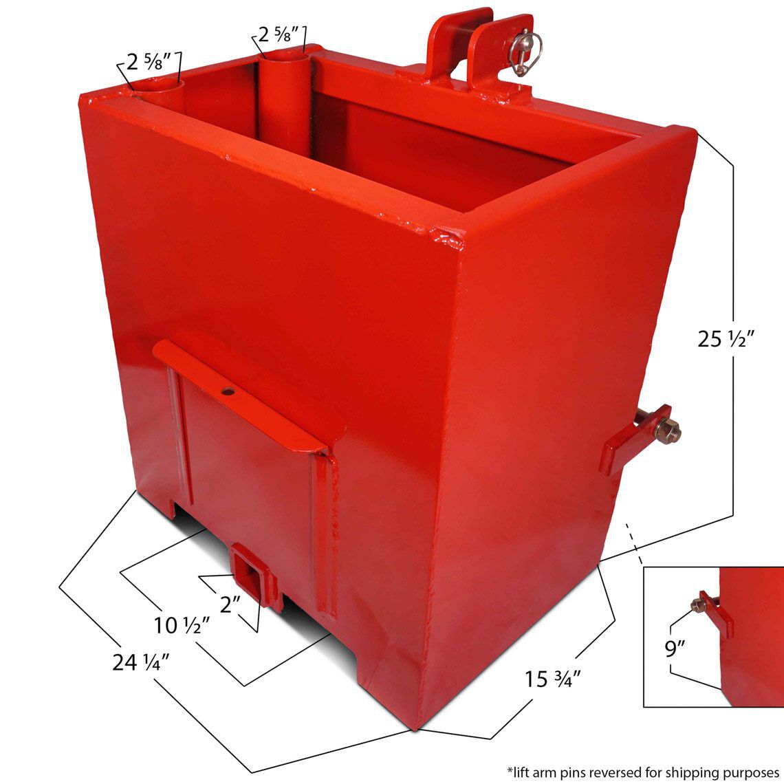 SCRATCH AND DENT - Ballast Box 3 Point Category 1 Tractor Attachment - FINAL SALE - view 5