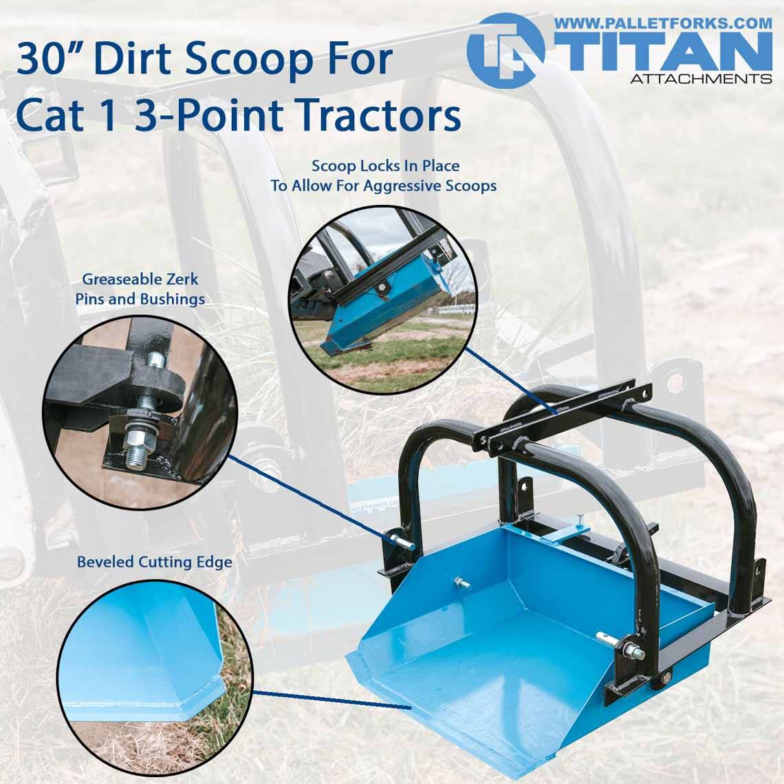 SCRATCH AND DENT - 30” Reversible Dirt Scoop