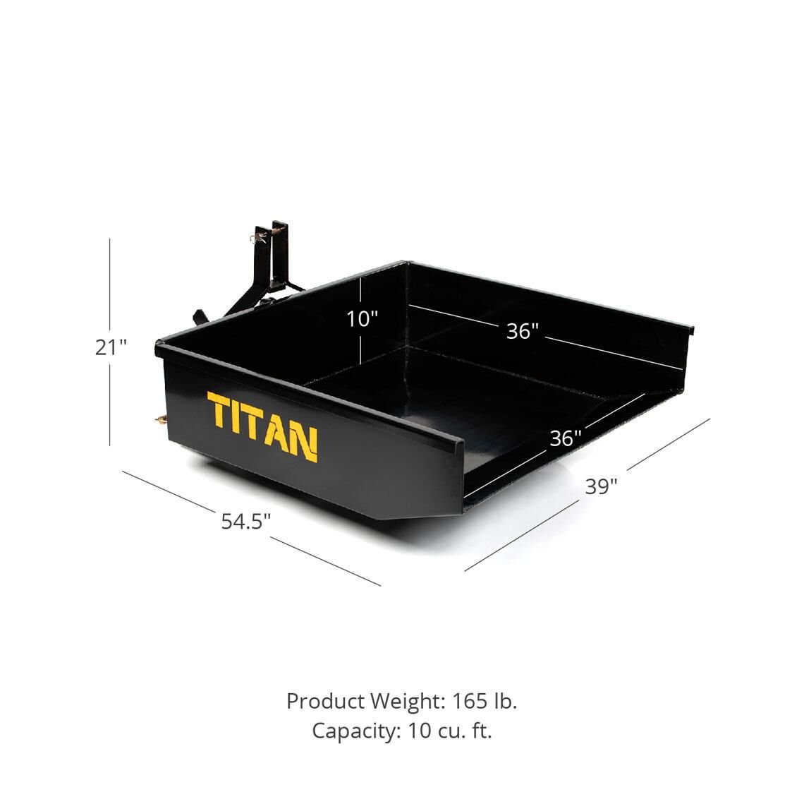 SCRATCH AND DENT - 10 Cu. FT Quick Hitch Dump Box, Category 1, 3 Point - FINAL SALE - view 2