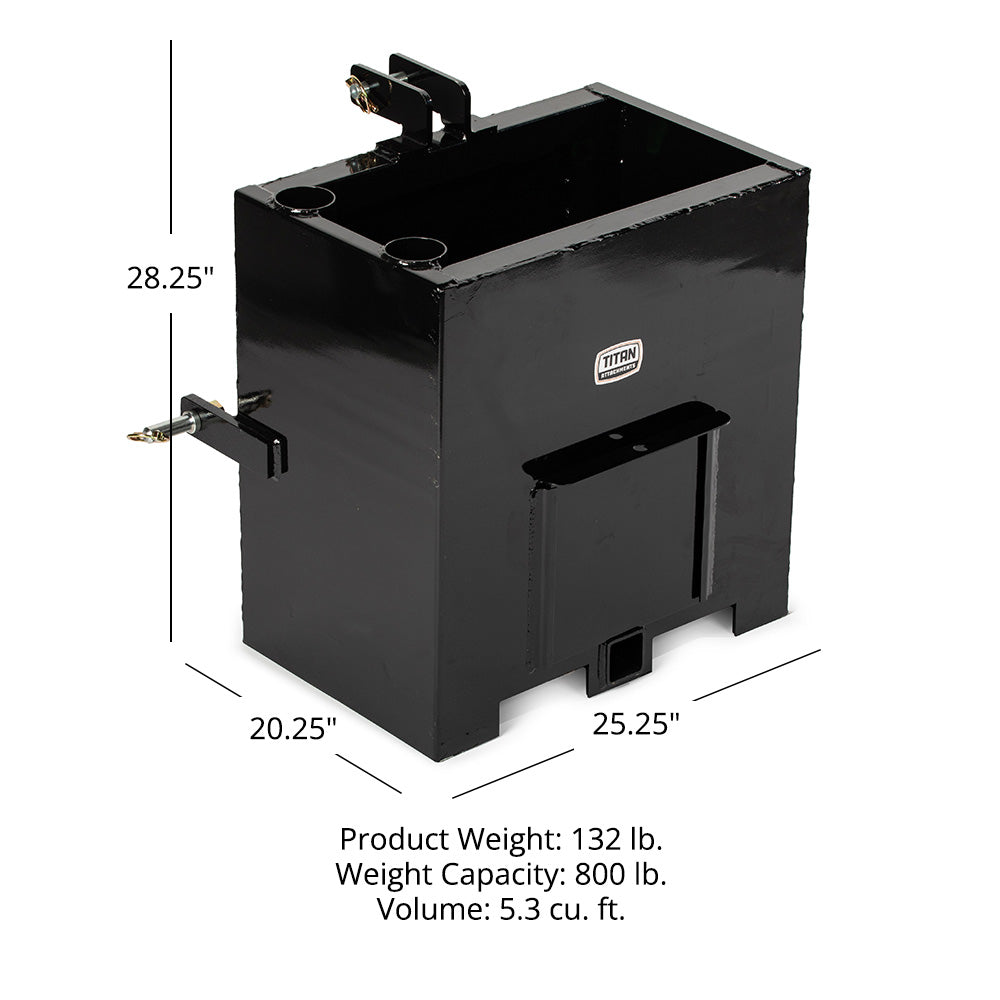 3 Point Ballast Box Fits Category 1 Tractors - Ballast Box | Black - view 22