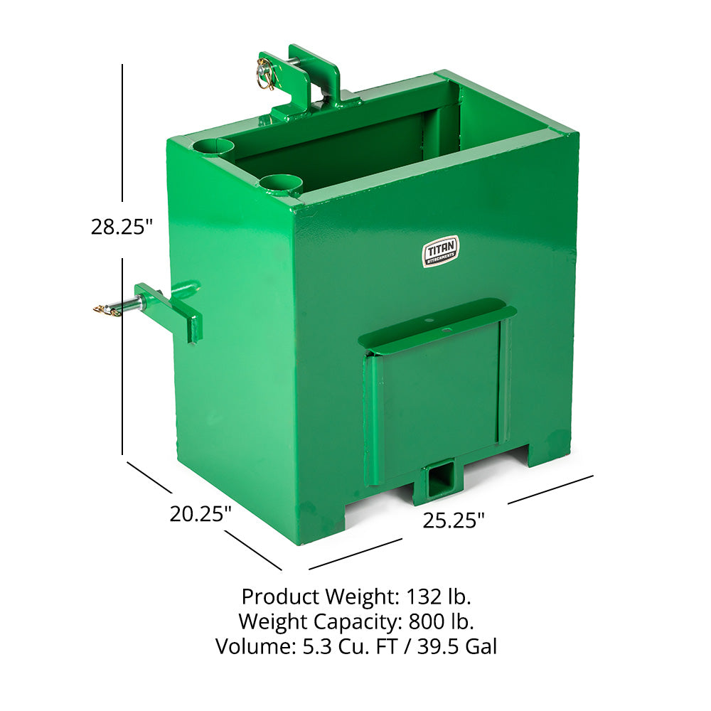 3 Point Ballast Box Fits Category 1 Tractors - Ballast Box | Green - view 12