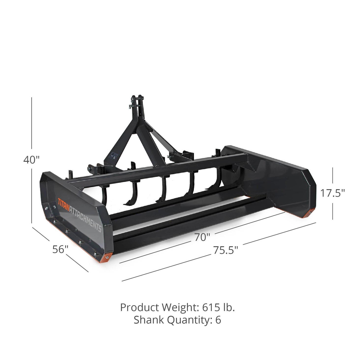 Land Leveler and Grader - Rake Length: 6' - Optional Shank Attachments: Leveler + Shanks | 6' / Leveler + Shanks - view 10