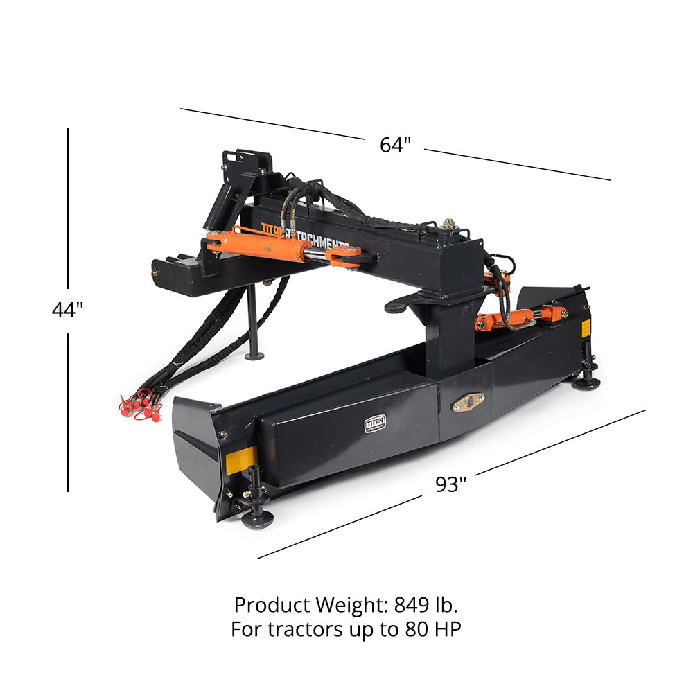 3 Point Hydraulic Rear Blade, Fits Cat 1 and 2 | 93" / Yes