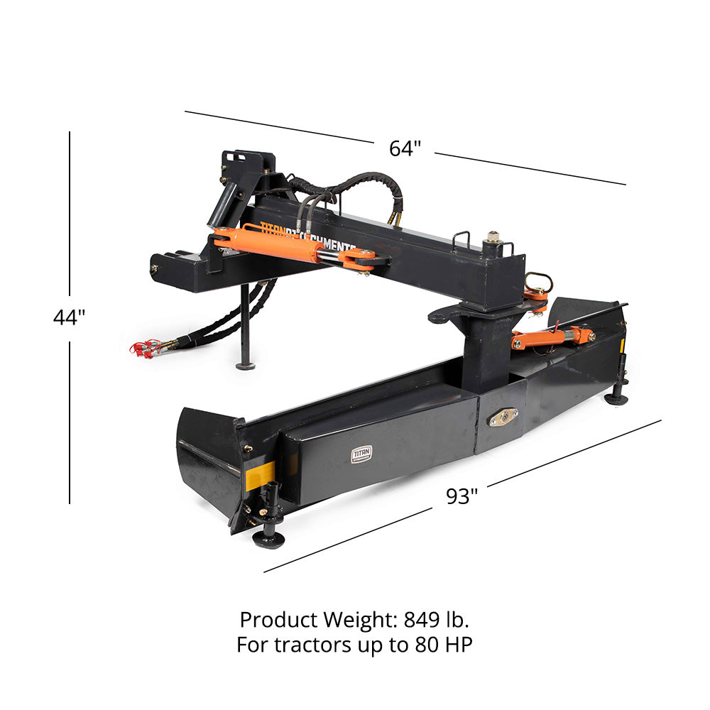 3 Point Hydraulic Rear Blade, Fits Cat 1 and 2 | 93" / No