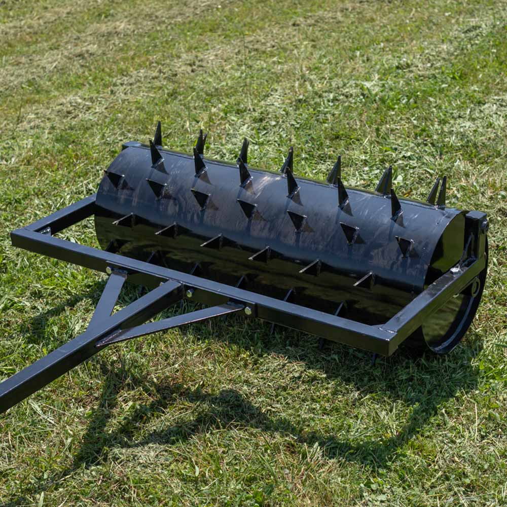 RQR 31 Inch Tow Behind Spike Aerator – Heavy Duty Lawn Aerator For Tractors & ATVs, Core Plug Aerator With Weight Tray