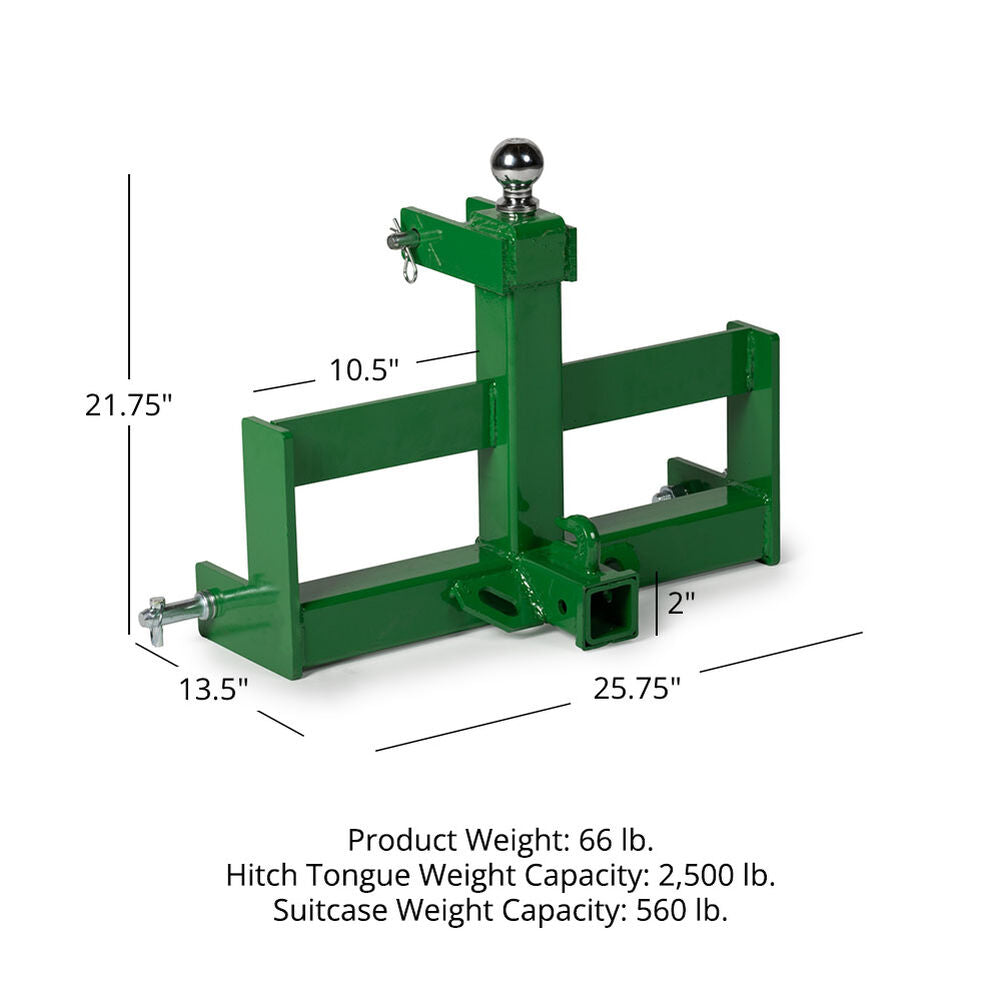 Standard Series 3 Point Tractor Drawbar with Suitcase Weight Brackets | Green - view 5