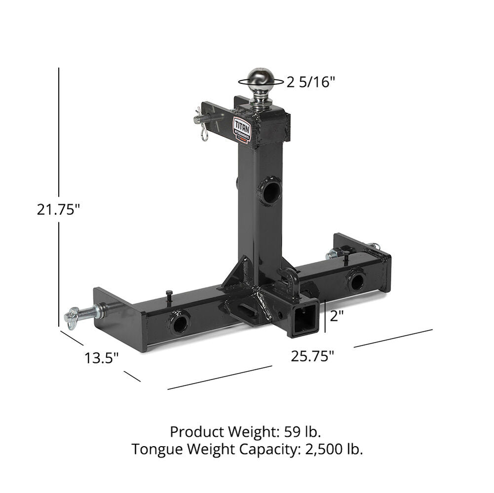 Standard Series 3 Point Gooseneck Trailer Hitch and Hay Bale Attachment | Charcoal / Frame Only - view 10