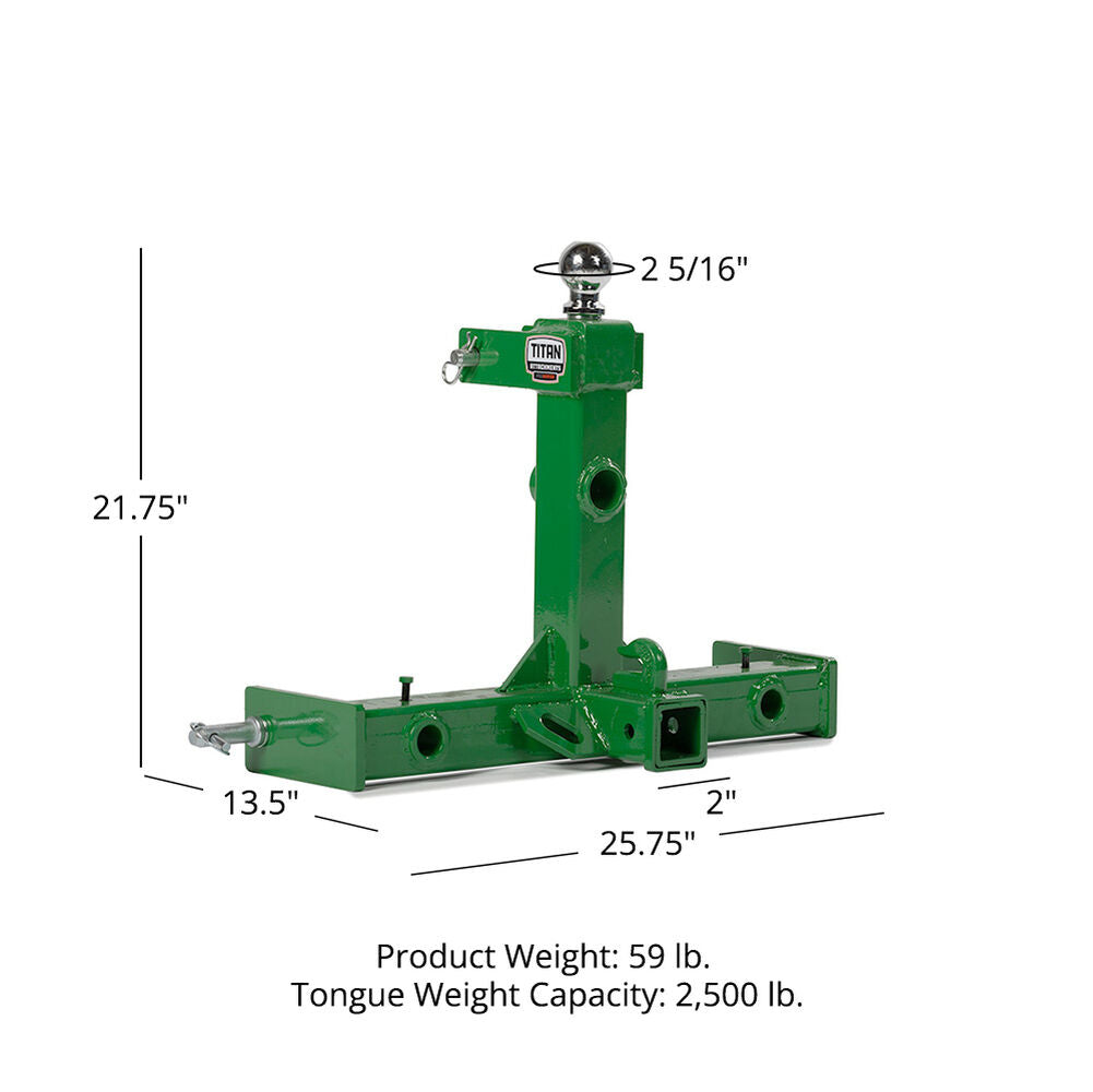 Standard Series 3 Point Gooseneck Trailer Hitch and Hay Bale Attachment | Green / Frame Only - view 10