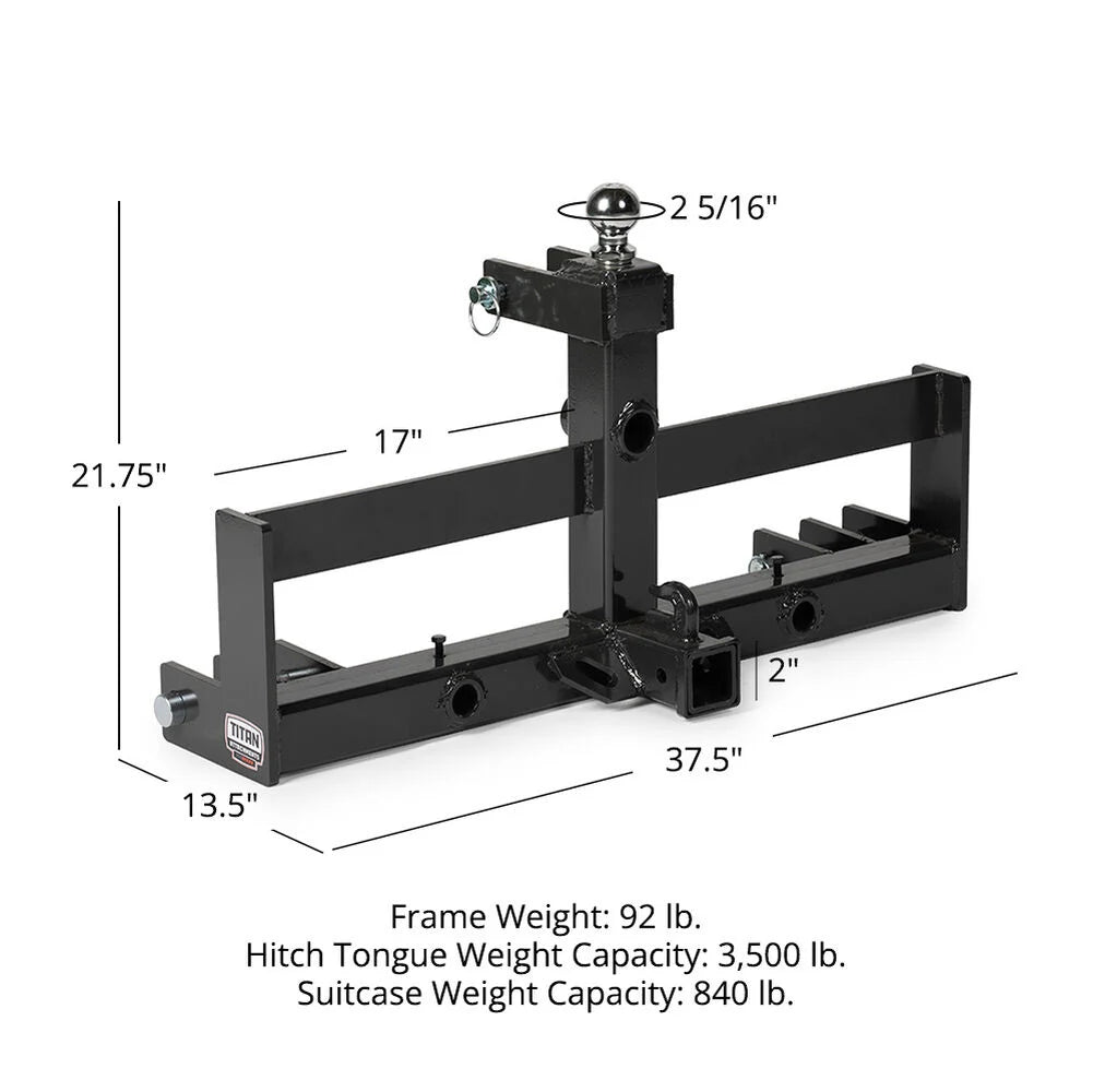 Pro Series 3 Point Hitch Receiver with Suitcase Rack | Frame Only - view 10