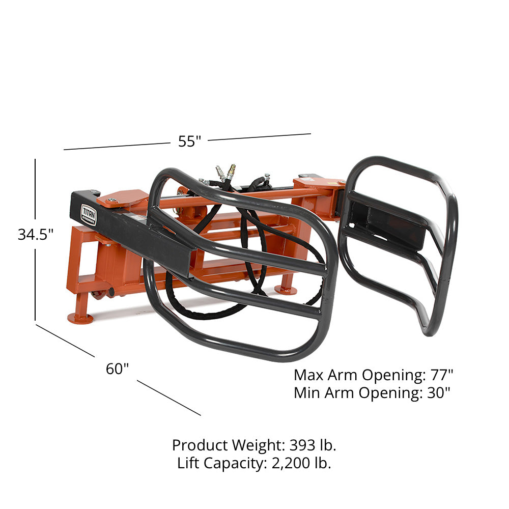 3 Point Round Bale Gripper - 77" Max Arm Opening - 2,200 LB Lift Capacity - view 10