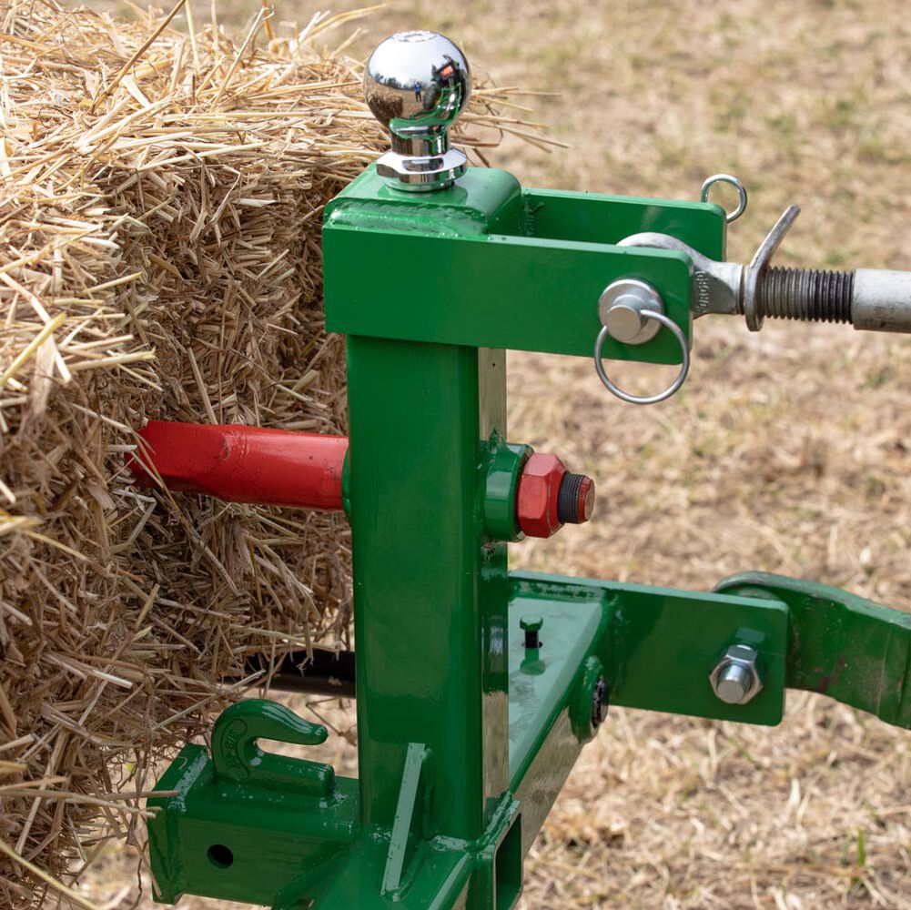 Standard Series 3 Point Gooseneck Trailer Hitch and Hay Bale Attachment | Charcoal / Frame + 32" Spear