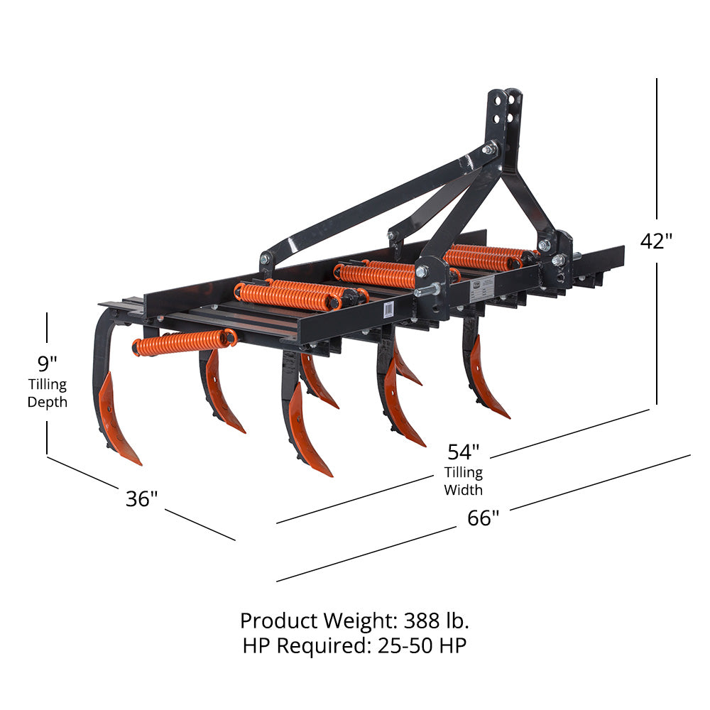 3 Point Spring-Loaded Tine Tiller | 54" - view 12