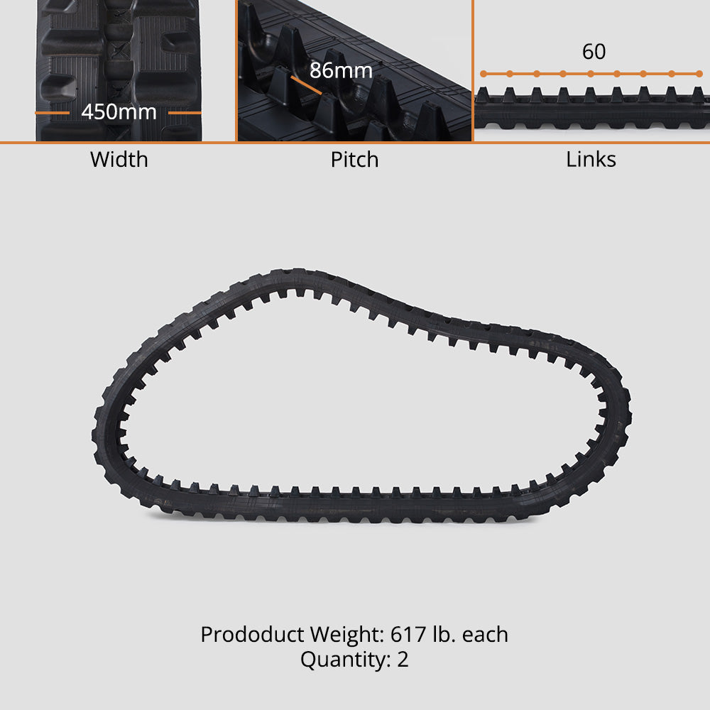 Track Loader Rubber Tracks | 450x86x60 - view 60