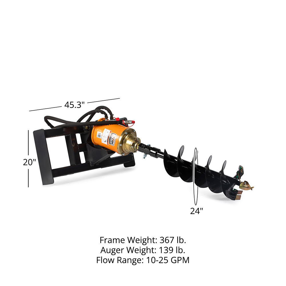 Skid Steer Hydraulic Auger Attachment | Frame + 24" Auger