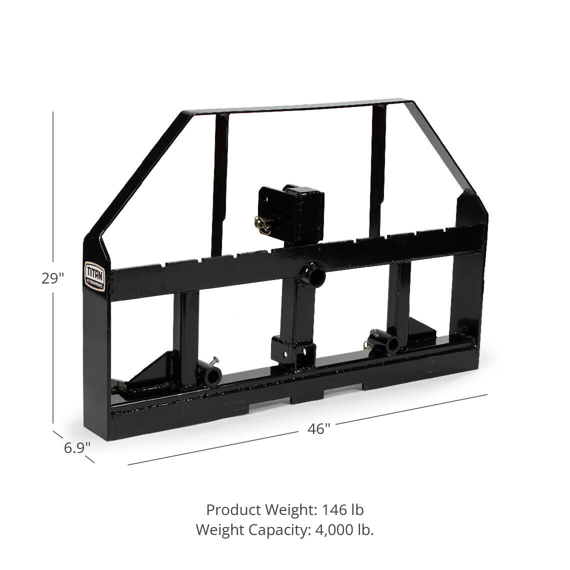 SCRATCH AND DENT - Pallet Fork Hay Frame Attachment with Rack, Receiver Hitch, Spear Sleeves Fits Cat I & II Tractors - FINAL SALE - view 2