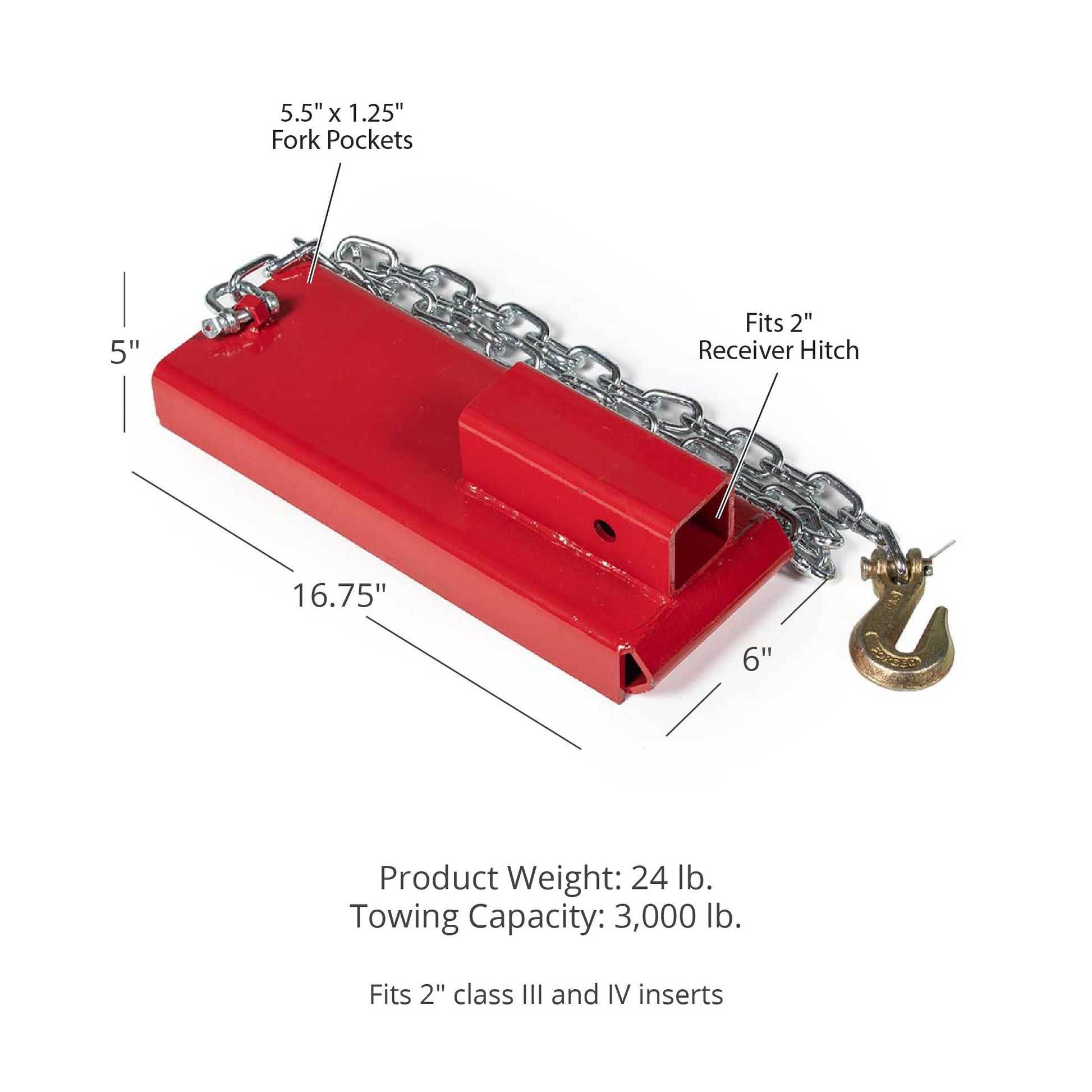 2" Single Forklift Hitch Receiver Adapter