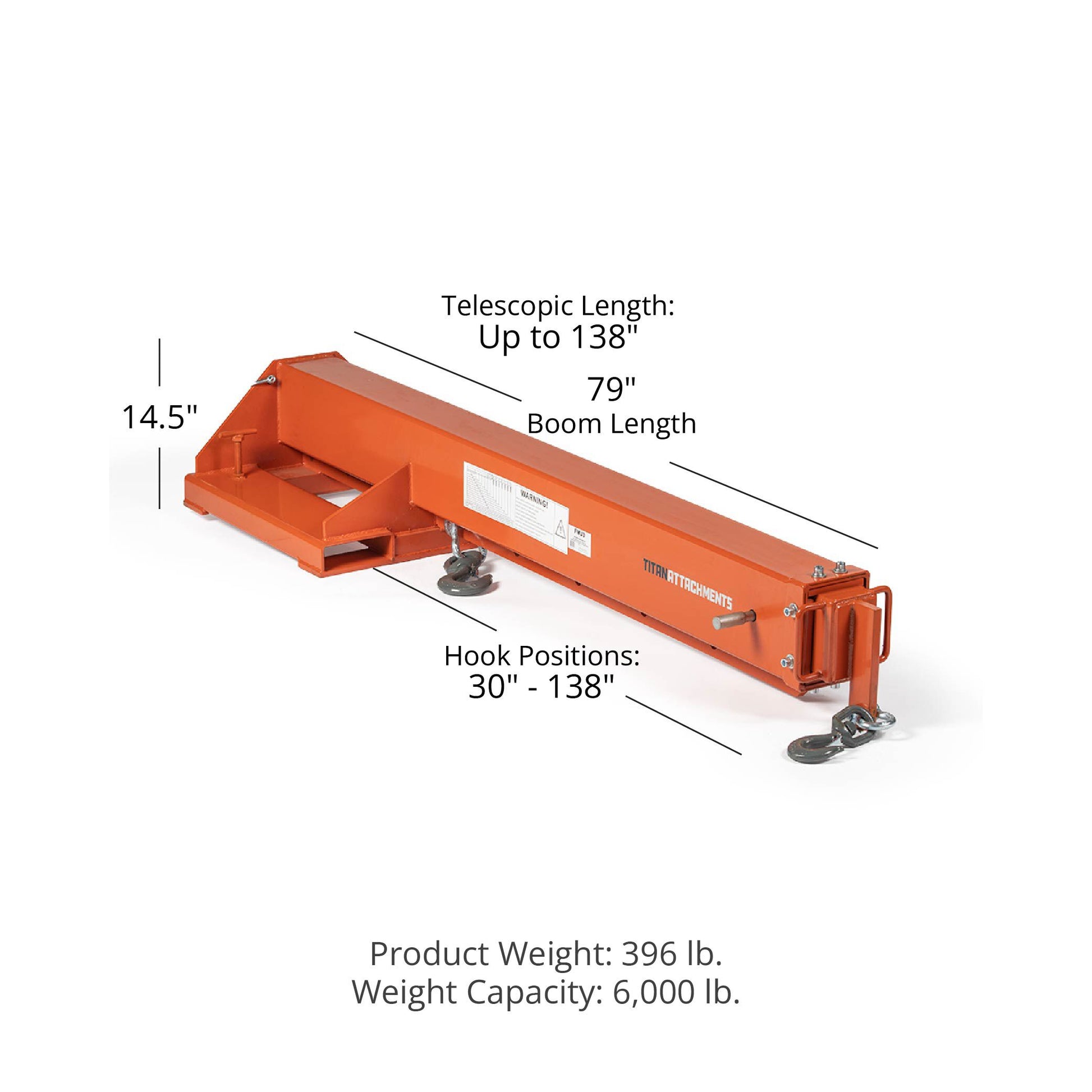 SCRATCH AND DENT - Fork Mounted Adjustable Hoist Jib Boom Crane 6000 LB Lift Capacity - FINAL SALE