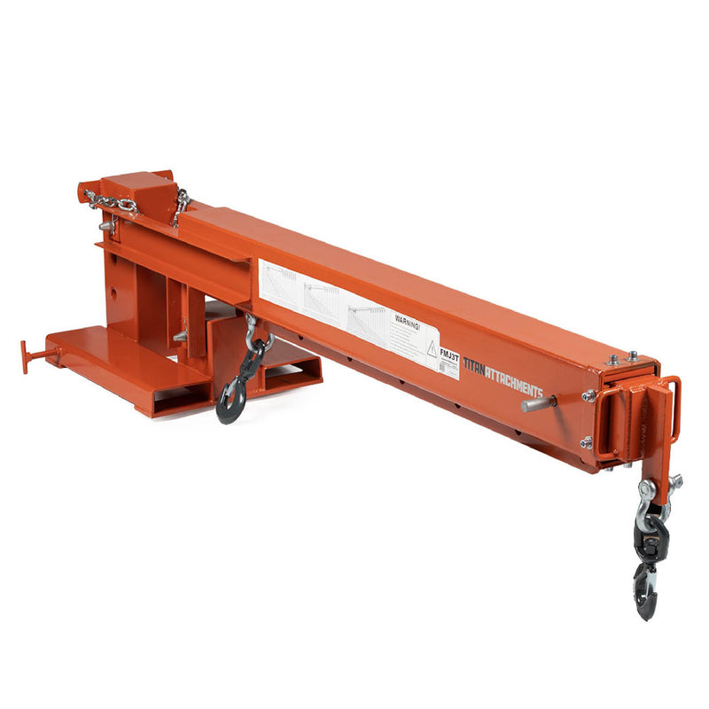 Fork Mounted Adjustable Hoist Pivoting Jib Boom Crane 6000 LB Lift Capacity