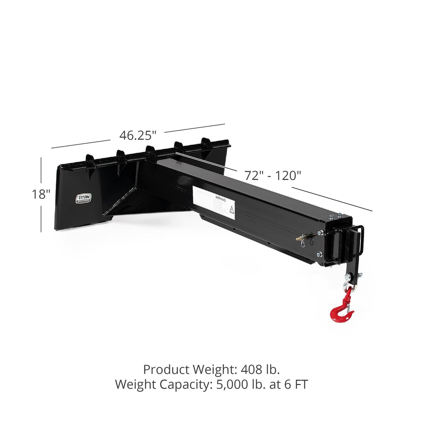 SCRATCH AND DENT - Adjustable Skid Steer Crane Jib – 5,000 lb. Lift Capacity - FINAL SALE - view 2