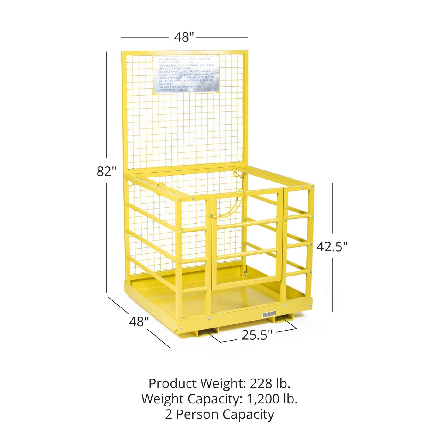 SCRATCH AND DENT - 2 Person Forklift Platform Safety Cage Yellow 45" x 43" - FINAL SALE - view 2