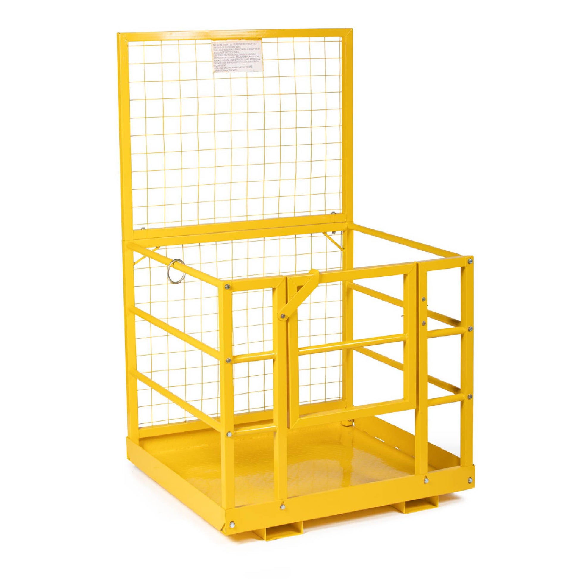 SCRATCH AND DENT - 2 Person LW Forklift Platform Safety Cage Yellow 45" x 43" - FINAL SALE