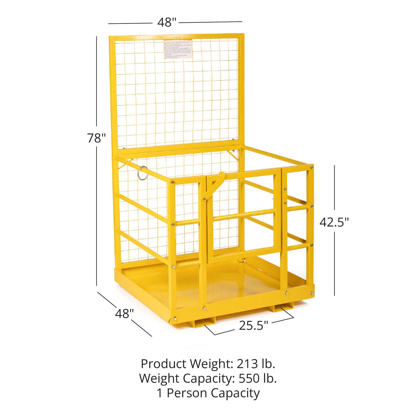 SCRATCH AND DENT - 2 Person LW Forklift Platform Safety Cage Yellow 45" x 43" - FINAL SALE - view 2