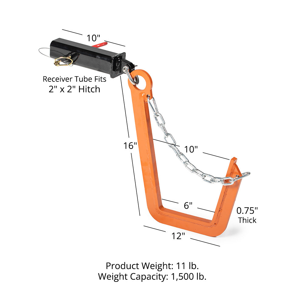 Tele-Boom J-Hook Add On Attaches to Jib Boom or Truss Crane - Heavy Duty Truss Hook with Security Chain - Connects to Receiver Hitch with Replacement Tube