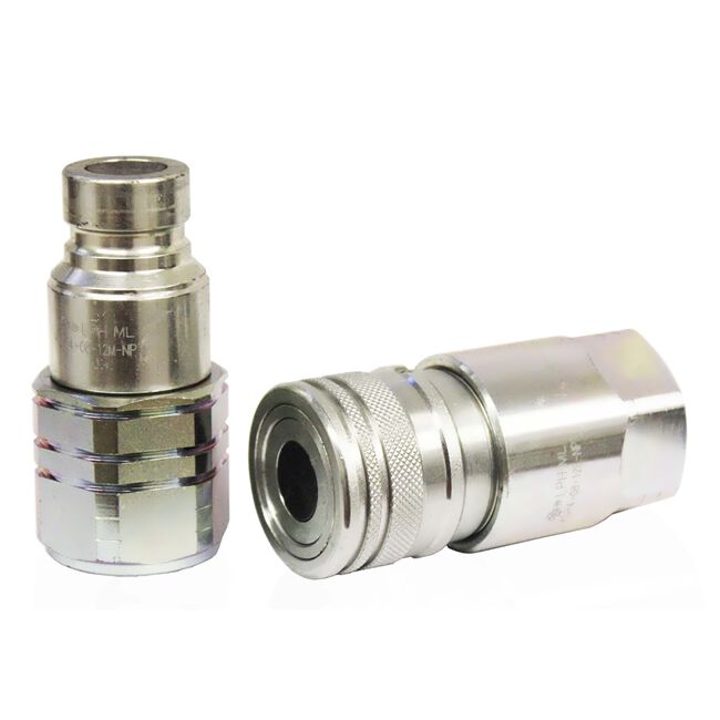 3/4" Flat Face Male and Female Hydraulic Coupler NPT