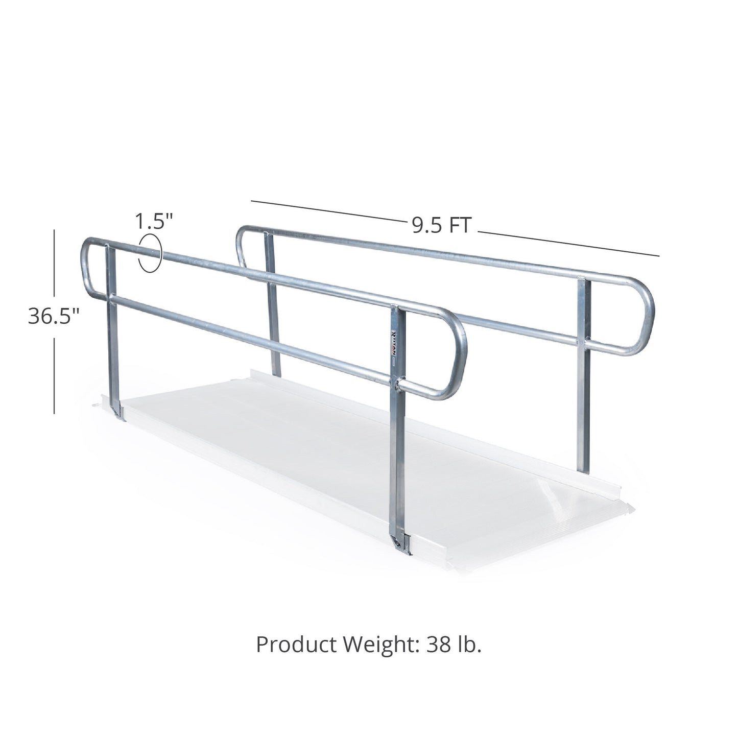 SCRATCH AND DENT - 9.5 FT Aluminum Wheelchair Entry Ramp Handrails - FINAL SALE - view 2